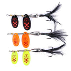 HENGJIA SP304 6.5cm 13g Feather Hook Rotating Sequin Road Lure Bait, SP304 Orange Red, SP304 Black, SP304 Yellow