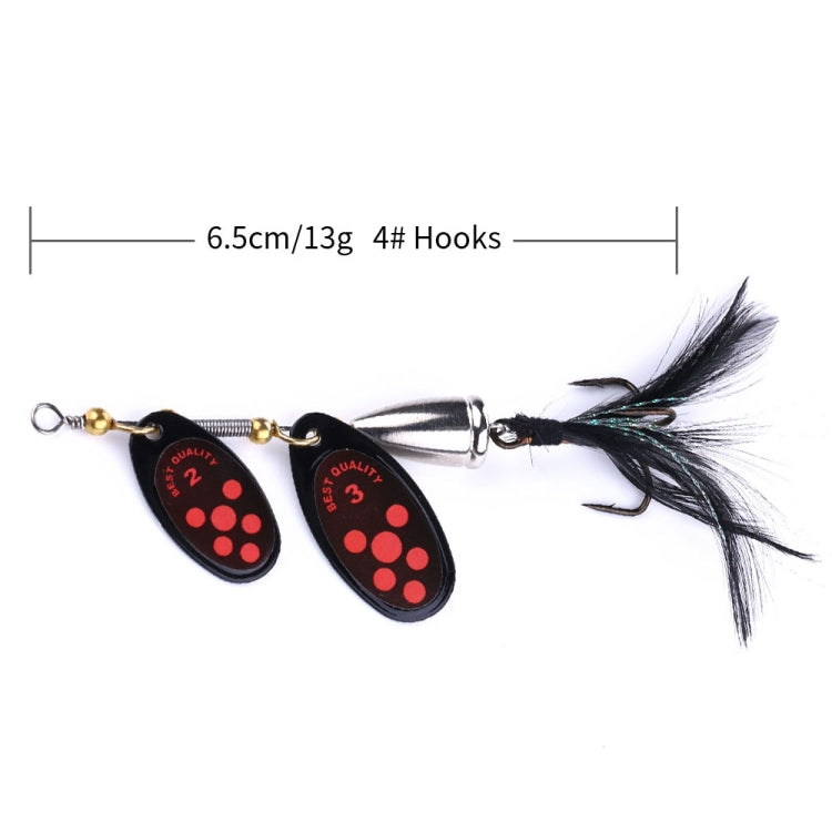 HENGJIA SP304 6.5cm 13g Feather Hook Rotating Sequin Road Lure Bait, SP304 Orange Red, SP304 Black, SP304 Yellow