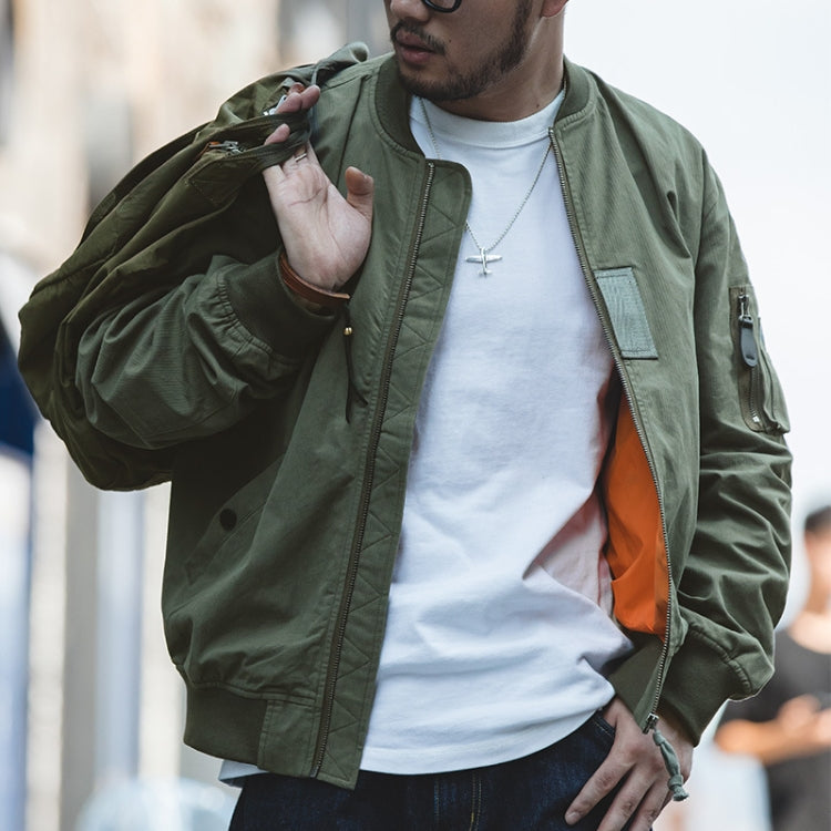 W2007119 Retro Bomber Jacket Autumn and Winter Casual Baseball Uniform, M, XL, 2XL, 3XL M Green