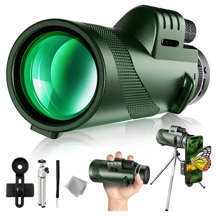 40X60 Outdoor Night Vision High Power HD Monocular, (Standard), (Standard+Universal Clip+Tripod) – Waterproof, Non-slip (Standard+Universal Clip+Tripod)