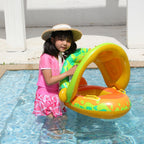 Baby Cartoon Animal Swimming Ring With Awning, Swimming Ring With Awning(Green), Swimming Ring With Awning(Purple) Swimming Ring With Awning(Green) Green
