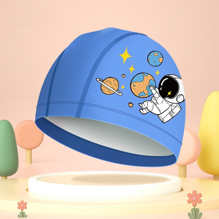Cute Cartoon High Elastic Children PU Waterproof Swimming Cap Astronauts