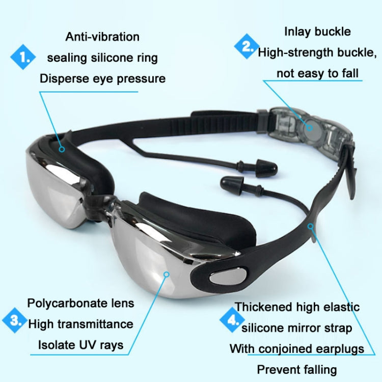 HAIZID HD Anti-fog Waterproof Myopia Swimming Goggles, Optical Black, Optical Blue, Optical Pink, Optical Gray, Plating Black, Plating Blue, Plating Pink, Myopia 150 Degrees, Myopia 200 Degrees, Myopia 250 Degrees, Myopia 300 Degrees, Myopia 350 Degree...