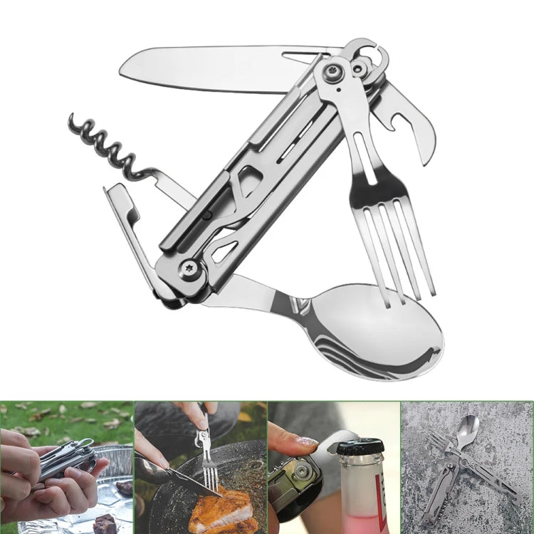 6-in-1 Folding Tableware (Fork/Knife/Spoon/Bottle Opener) for Camping and Survival Default Title