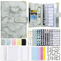 A6 Binder Budget Book Marbled Notebook PU Leather Binder Gray