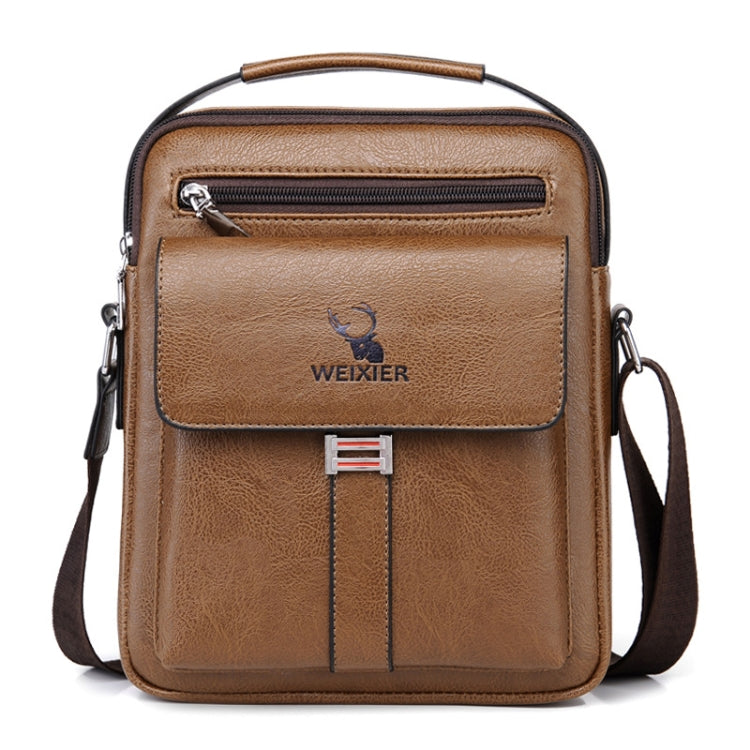 WEIXIER D245 Men Business Bag Large Capacity Shoulder Backpack, D245 Black, D245 Light Brown, D245 Dark Brown – Waterproof, Wear-resistant, Leather D245 Light Brown Light Brown