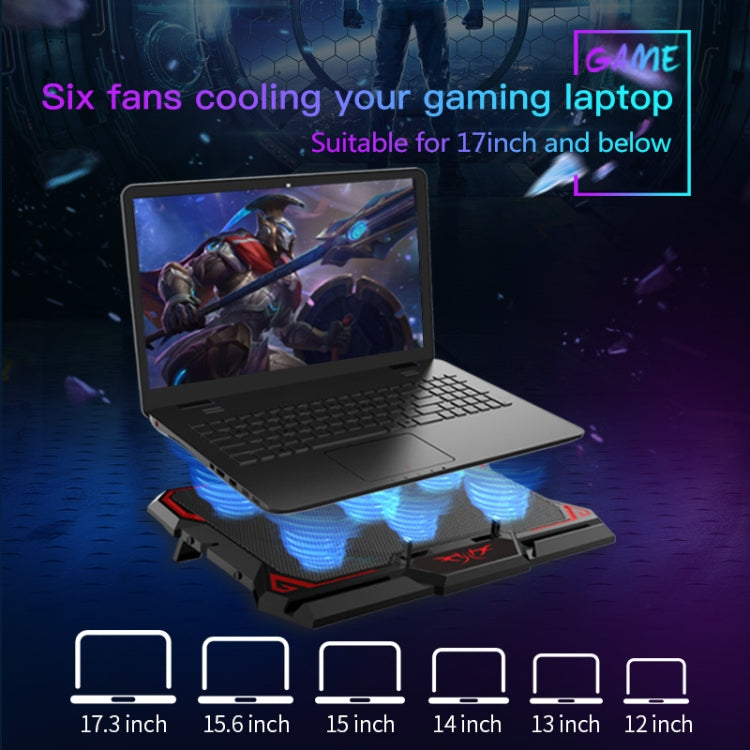 CoolCold 17inch Gaming Laptop Cooler Six Fan Two USB Port 2600RPM Laptop Cooling Pad – TPU
