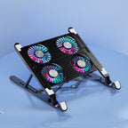 Laptop Radiator Bracket Folding Storage Air-cooled Cooling Base,Style:, Four Fan – TPU