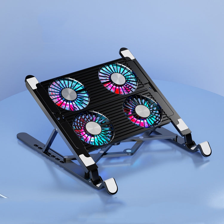 Laptop Radiator Bracket Folding Storage Air-cooled Cooling Base,Style:, Four Fan – TPU