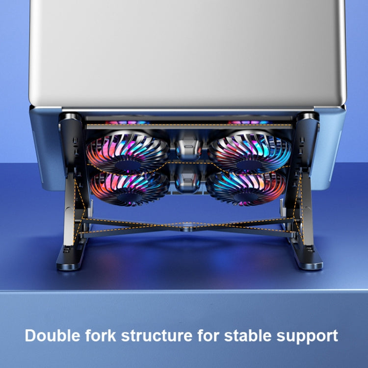 Laptop Radiator Bracket Folding Storage Air-cooled Cooling Base,Style:, Four Fan – TPU