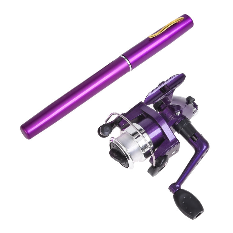 LEO Pen Type Fishing Rod & Spinning Wheel Fishing Reel Portable Pocket Fishing Gear, H8022G Gold, H8022PU Purple, H8022 Silver – Durable Build, Easy to Use H8022PU Purple H8022PU Purple