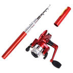 LEO Pen Type Fishing Rod & Spinning Wheel Fishing Reel Portable Pocket Fishing Gear, H8022G Gold, H8022PU Purple, H8022 Silver