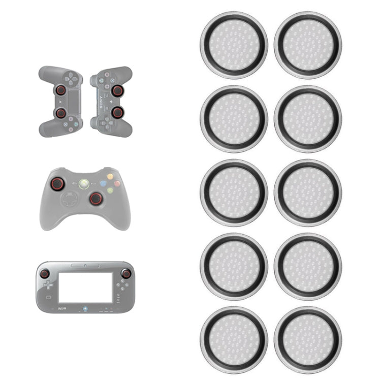 10 PCS Gamepad Silicone Luminous Button Cap Rocker Cap For PS5/PS4/PS3/ONE/360/PRO/series X/S – Flip Transparent Black Circle