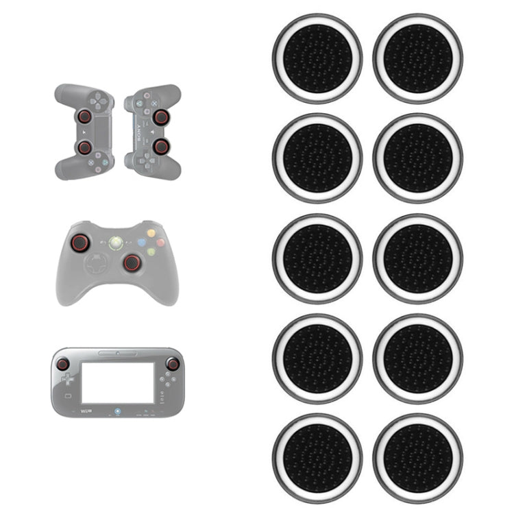 10 PCS Gamepad Silicone Luminous Button Cap Rocker Cap For PS5/PS4/PS3/ONE/360/PRO/series X/S – Flip Black White Circle
