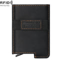 HUMERPAUL BP977 RFID Anti-Theft Card Box Leather Automatic Credit Card Set, BP977 Black, BP977 Dark Brown, BP977 Brown BP977 Black Black