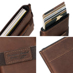 HUMERPAUL BP977 RFID Anti-Theft Card Box Leather Automatic Credit Card Set, BP977 Black, BP977 Dark Brown, BP977 Brown