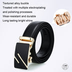 Dandali Casual Men Automatic Buckle Belt Business Soft Leather Pants Band, 110cm – Wear-resistant, Card Slot, Leather