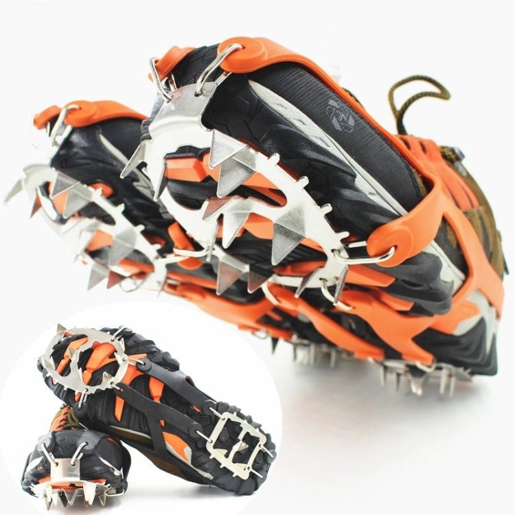 1 Pair 18 Large Spikes Crampons Outdoor Winter Walk Ice Fishing Snow Shoe Spikes,Size:, L Black, L Orange