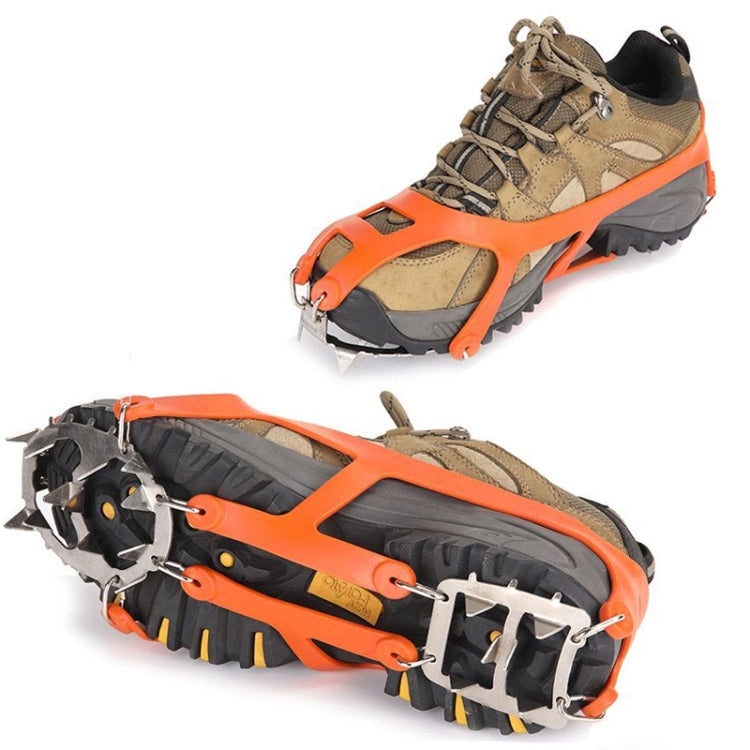 1 Pair 18 Large Spikes Crampons Outdoor Winter Walk Ice Fishing Snow Shoe Spikes,Size:, L Black, L Orange