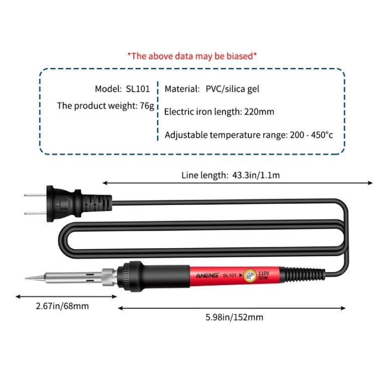 Household Constant Temperature Soldering Iron Set 60W Internal Heat Welding Tool Kit, ANENG SL101 24pcs/set Rotary Thermostat, 24pcs/set EU Plug, 25pcs/set US Plug, 25pcs/set EU Plug