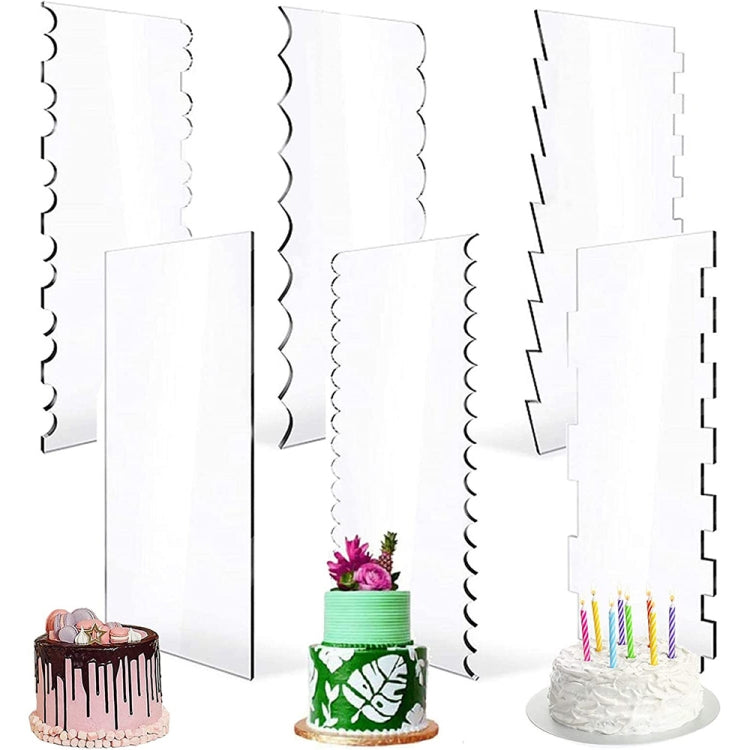6 In 1 Clear Acrylic Cake Scraper Smoothing Tool Set, 6 In 1 6 In 1