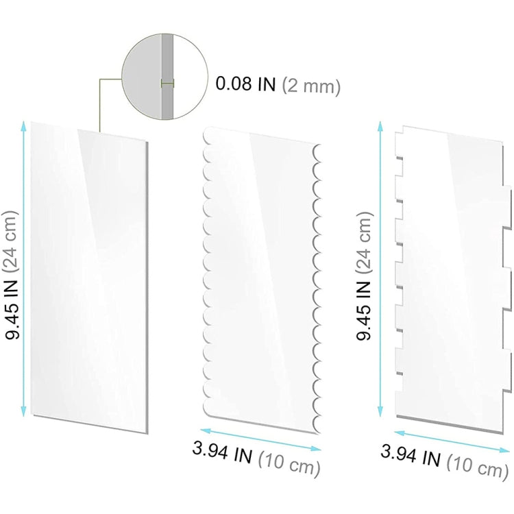 6 In 1 Clear Acrylic Cake Scraper Smoothing Tool Set, 6 In 1