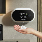 W2 Wall-mounted USB Charging Automatic Foam Soap Dispenser With Time Temperature Display, White, Black White