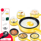 350W Electric Egg Omelette Cooker Frying Pan Steamer Cooker,EU Plug,Style:, Single Layer Set Yellow, Double Layer Set Yellow, Pan+Wood Shovel Yellow, Single Layer Set Pink, Double Layer Set Pink, Pan+Wood Shovel Pink