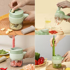 4 In 1 Handheld Electric Vegetable Cutter Set Garlic Mud Masher Garlic Chopper, Garlic Chopper