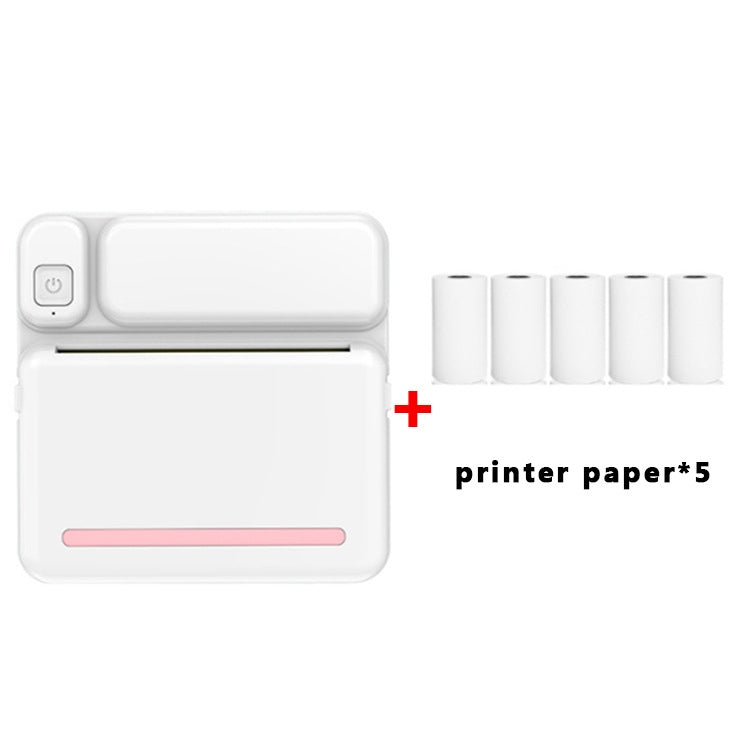 C19 200DPI Student Homework Printer Bluetooth Inkless Pocket Printer, Pink, Blue, Pink Printer Paper x 5, Blue Printer Paper x 5, Pink Sticker x 5, Blue Sticker x 5, Pink Set, Blue Set – Bluetooth Pink Printer Paper x 5