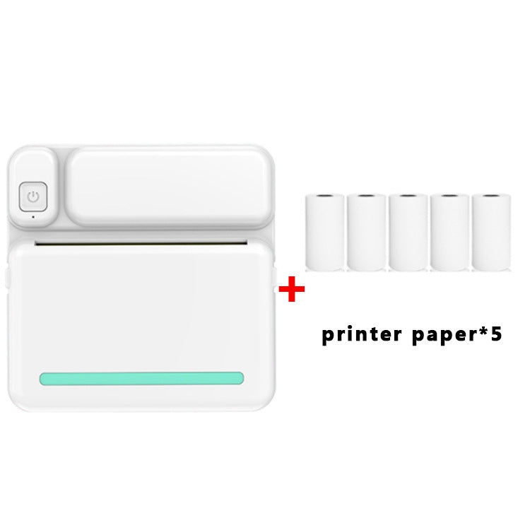 C19 200DPI Student Homework Printer Bluetooth Inkless Pocket Printer, Pink, Blue, Pink Printer Paper x 5, Blue Printer Paper x 5, Pink Sticker x 5, Blue Sticker x 5, Pink Set, Blue Set – Bluetooth Blue Printer Paper x 5