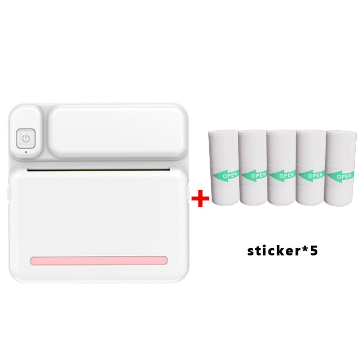 C19 200DPI Student Homework Printer Bluetooth Inkless Pocket Printer, Pink, Blue, Pink Printer Paper x 5, Blue Printer Paper x 5, Pink Sticker x 5, Blue Sticker x 5, Pink Set, Blue Set – Bluetooth Pink Sticker x 5