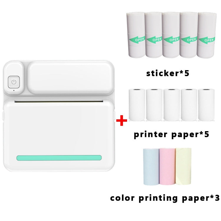 C19 200DPI Student Homework Printer Bluetooth Inkless Pocket Printer, Pink, Blue, Pink Printer Paper x 5, Blue Printer Paper x 5, Pink Sticker x 5, Blue Sticker x 5, Pink Set, Blue Set – Bluetooth Blue Set