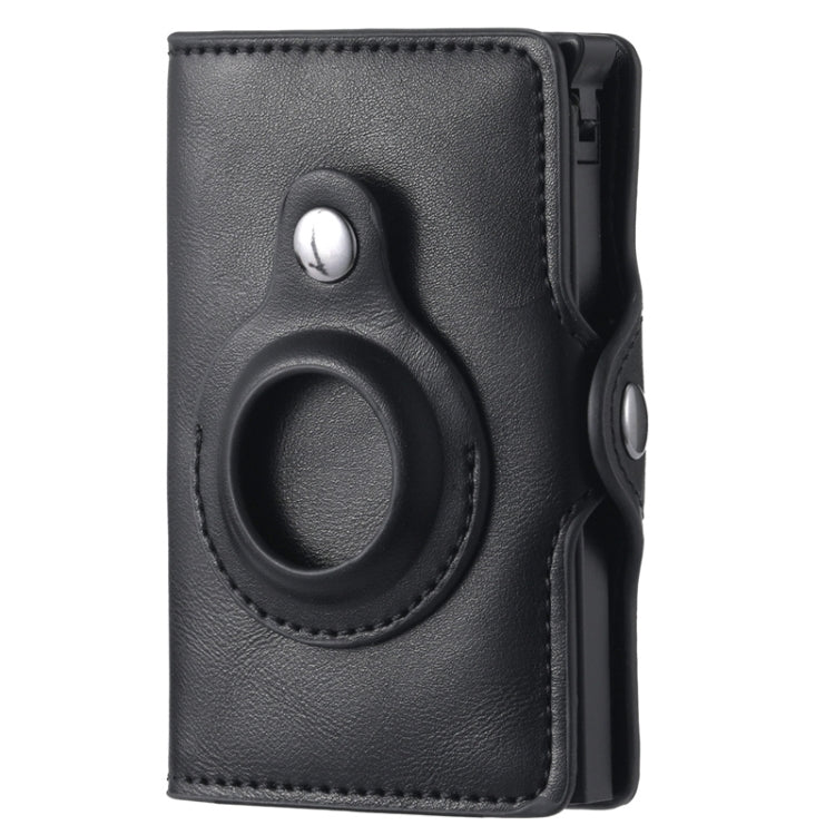 FY2108 Tracker Wallet Metal Card Holder for AirTag 2nd Gen / AirTag 1st Gen, Crazy Horse (Black) Crazy Horse (Black)