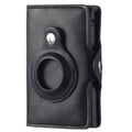 FY2108 Tracker Wallet Metal Card Holder for AirTag 2nd Gen / AirTag 1st Gen, Crazy Horse (Black) Crazy Horse (Black)