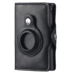 FY2108 Tracker Wallet Metal Card Holder for AirTag 2nd Gen / AirTag 1st Gen, Crazy Horse (Black) Crazy Horse (Black)