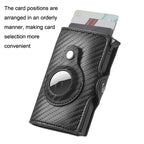 FY2108 Tracker Wallet Metal Card Holder for AirTag 2nd Gen / AirTag 1st Gen, Crazy Horse (Black)
