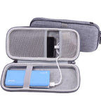 Mobile Phone Power Bank Data Cable EVA Storage Bag, Gray, Black Gray