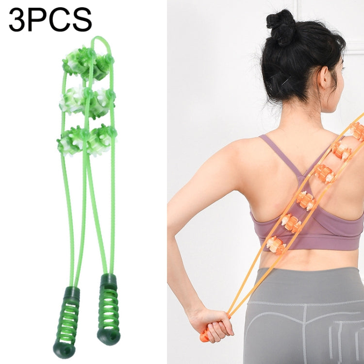 3PCS Plastic Back Puller Shoulder Waist Back Manual Roller Massager, Style:, Two Wheels (Yellow), Three Wheels (Green), Three Wheels (Yellow) – Non-slip Three Wheels (Green)