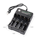 18650 4.2V Lithium Battery USB Independent 4 Slot Charger, 4 Slot USB(Black) – TPU