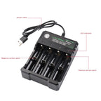 18650 4.2V Lithium Battery USB Independent 4 Slot Charger, 4 Slot USB(Black) – TPU