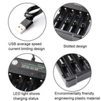 18650 4.2V Lithium Battery USB Independent 4 Slot Charger, 4 Slot USB(Black) – TPU