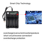 18650 4.2V Lithium Battery USB Independent 4 Slot Charger, 4 Slot USB(Black) – TPU