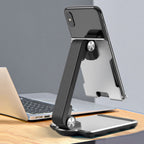 Portable Mobile Phone Tablet Desktop Stand, Square Swivel Dark Gray