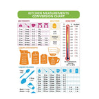 Kitchen Condiment Recipe Conversion Chart Magnetic Waterproof Sticker White