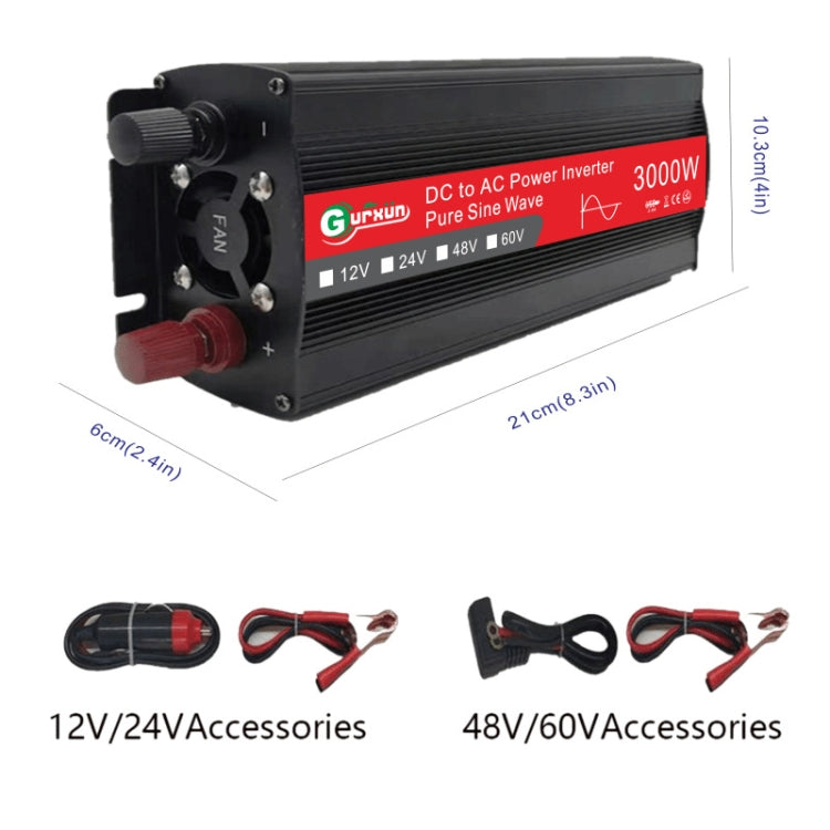 Gurxun Sine Wave Inverter 3000W 2/24/48/60V To 220V Car Boost Converter, 3000W 60V-220V, 3000W 12V-220V, 3000W 24V-220V, 3000W 48V-220V – TPU