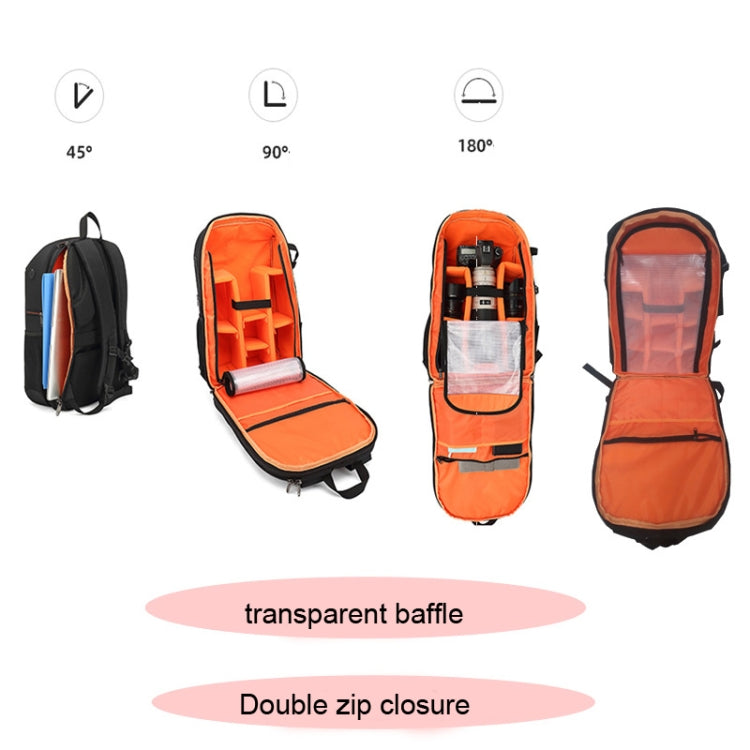 Oxford Cloth Waterproof Photography Backpack 17 Inch Laptop Backpack, Orange, Grey – Shockproof, Waterproof, Wear-resistant