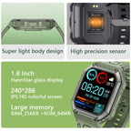KR06 1.8 Inch Heart Rate Blood Pressure Monitoring Smart Calling Watch, Black, Green