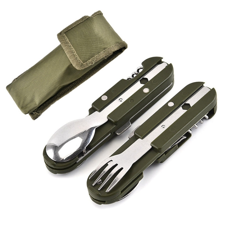 Outdoor Camping Tableware Stainless Steel Folding Knife Fork and Spoon Combination Tableware Default Title
