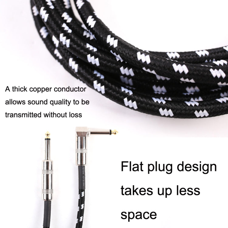 Guitar Connection Wire Folk Bass Performance Noise Reduction Elbow Audio Guitar Wire, Size:, 0.5m(Black White), 1m(Black White), 6m(Black White)